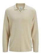 Jprwason Knit Split Neck Styd Aw24 Jack & J S Cream