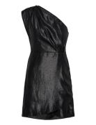 Textured Asymmetrical Dress Mango Black