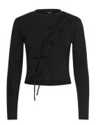 Long Sleeve Tie Top Monki Black