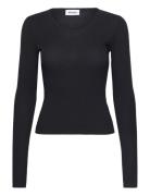 Sheer Rib Long Sleeve Top Weekday Black