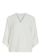 Vijosa 3/4 V-Neck Top - Noos Vila White