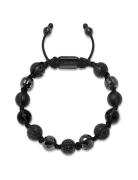 Men's Beaded Bracelet With Black Cz Diamond, Lava St , Mat Nialaya Bla...