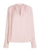 Soft Viscose V-Neck Ls Blouse Tommy Hilfiger Pink