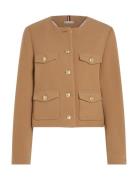 Crop Wool Gold Button Jacket Tommy Hilfiger Beige