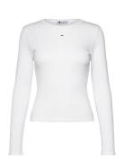 Tjw Slim Pointelle Rib Tee Ls Tommy Jeans White