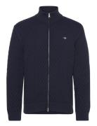 Textured Cotton Zip Cardigan GANT Navy