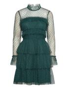 Rhoda Dotted Mesh L/S Dress Bubbleroom Green