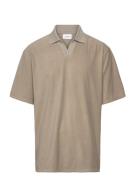 V-Neck Jacquard Polo S/S Lindbergh Beige