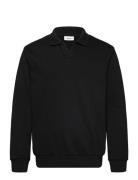 Jersey Split Neck W. Collar L/ Lindbergh Black