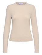 Ribbed Knit T-Shirt Mango Beige