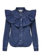 Onlindigo Ls Frill Dnm Shirt Qyt Noos ONLY Navy