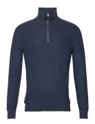 Microstructure Sweater With Zipper Collar Mango Navy