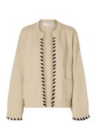 Slfjilli Ls Knit Detail Cardigan Selected Femme Beige