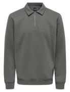Onsceres 1/4 Zip Sweat Polo ONLY & SONS Grey