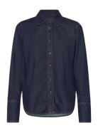 Rinse-Wash Denim Shirt Mango Navy