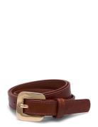 Croco Leather-Effect Belt Mango Brown