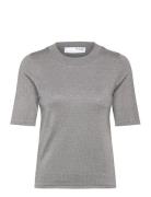 Slflura Lurex 2/4 Knit O-Neck Selected Femme Grey