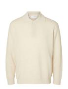 Slhreuben Ls Knit Relaxed Polo Selected Homme Beige