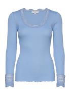 Rwbenita Ls O-Neck Lace T-Shirt Rosemunde Blue