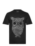 Regular Single Jersey Mountain Owl Knowledge Cotton Apparel Black