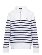 Striped Spa Terry Quarter-Zip Sweatshirt Ralph Lauren Kids White