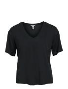 Objannie Re S/S V-Neck Top Noos Object Black