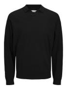 Jjcolin Slub Knit Polo Ls Jack & J S Black