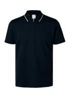 Slhfave Sport Zip Ss Polo Noos Selected Homme Navy