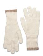 Gloves Knitted W Striped Edge Lindex Cream