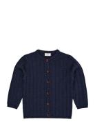 Merino Knitted Cardigan W. Wide Rib Copenhagen Colors Navy