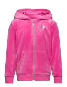 Hoodjacket With Zipper Velour Lindex Pink