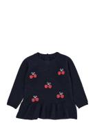 Lambwool Blouse W. Frill & Bow Emb Copenhagen Colors Navy