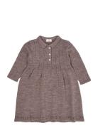 Merino Pointelle Dress W. Collar Copenhagen Colors Brown