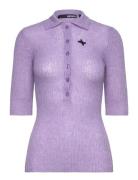 Sequin Knit Polo Shirt ROTATE Birger Christensen Purple