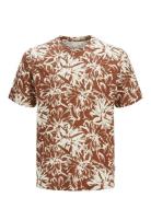 Jorsplit Aop Tee Ss Crew Neck Ln Jack & J S Brown