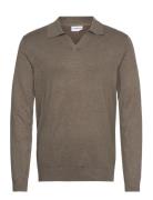 Ecovero L/S V-Neck Polo Lindbergh Beige