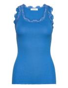 Rwbabette Silk Sl U-Neck Long Lace Rosemunde Blue