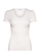 Rwbelize Ss V-Neck T-Shirt Rosemunde White