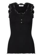 Rwbeatha Sl U- Neck Lace Button Top Rosemunde Black