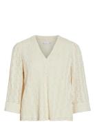 Vilumena V-Neck 3/4 Top Vila Beige