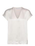 Dante6-Luiza Satin V-Neck Top Dante6 Cream