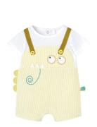 Poplin Play Suit Striped Boboli Yellow