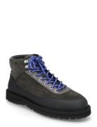 Olaf Lace-Up Boot - Charcoal Suede Garment Project Blue