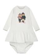 Polo Bear Fleece Dress & Bloomer Ralph Lauren Baby White