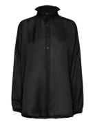 Ruffled-Collar Silk-Blend Tunic Polo Ralph Lauren Black