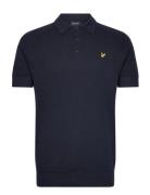 Linen Blend Knitted Polo Lyle & Scott Navy