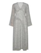 V-Neck Frill Dress Bubbleroom Grey