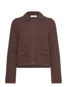 Polo-Neck Knitted Jacket Mango Brown