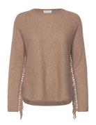 Curved Sweater Fringes Davida Cashmere Brown