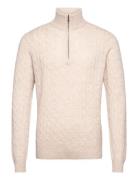 Man Half Zip Cable Sweater Davida Cashmere Beige